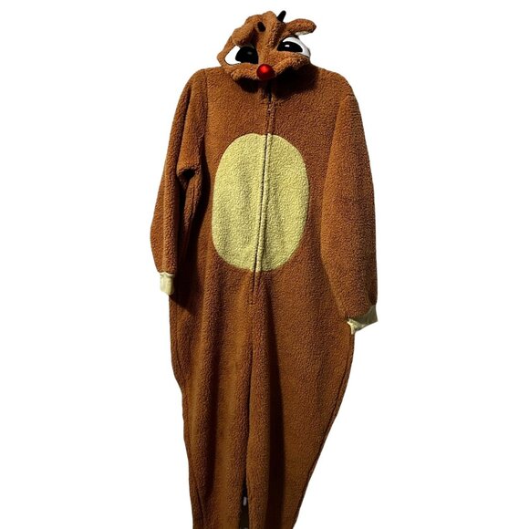 Rudolph The Red Nosed Reindeer Fleece Romper Jumpsuit Sz 3XL Unisex Long Sleeve - Picture 3 of 9